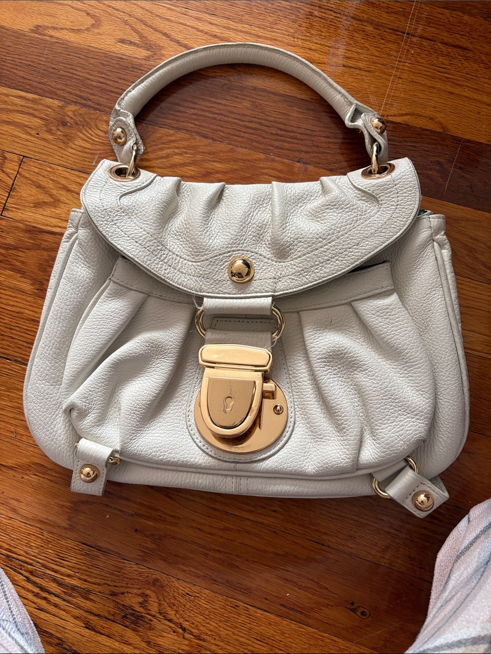 Hype Cream Shoulder Bag with Gold Hardware